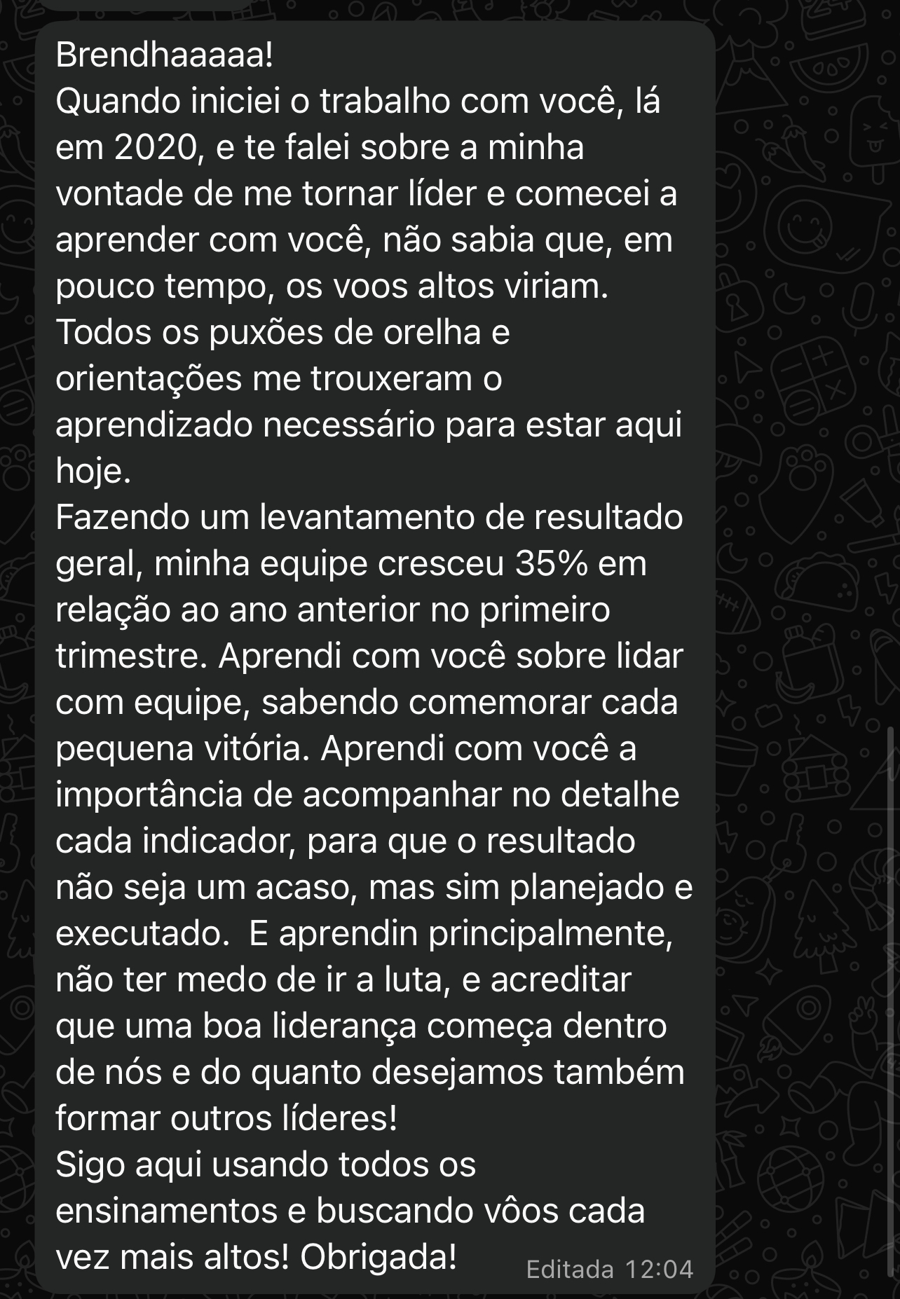 Depoimento de transformação